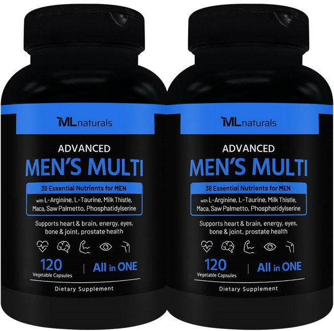 [미국빠른직구] 신제품 마이라이프 내추럴스 남성 멀티 종합비타민 (13종 비타민 9종 미네랄 16종 영양소), 2개, 120정