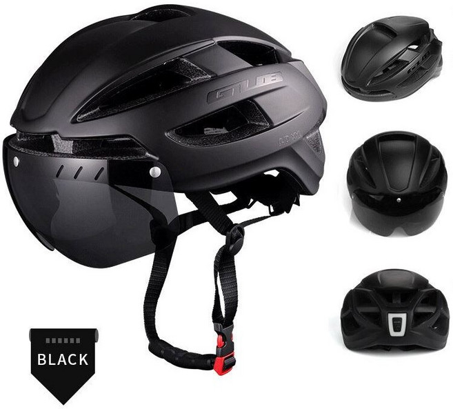 (KC인증 국내당일배송) [GUB] CJD 에어로 고글 헬멧 (65cm)(2XL 빅사이즈), 블랙, 1개