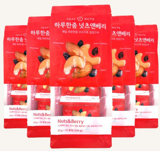 하루한줌 하루견과 (20g*10봉입), 넛츠앤베리, 5개