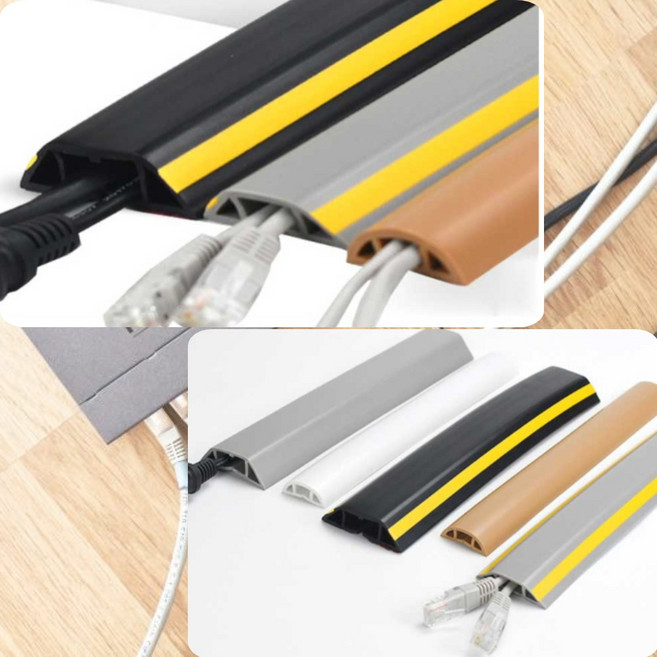 전기선몰딩 바닥전선몰딩 선정리 케이블쫄대 가리개 D25, D50 옐로우블랙, 1개