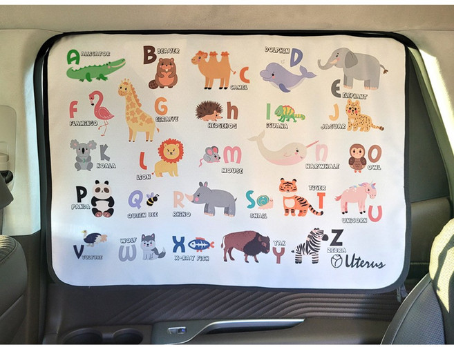 유아 자석 햇빛가리개 암막 세미 차량용, 세미_영어동물(컬러), 1개
