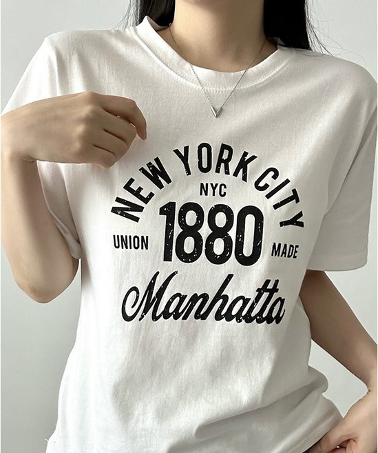 비토샵 여성용 1880 뉴욕 시티 레터링 반팔티 기본티