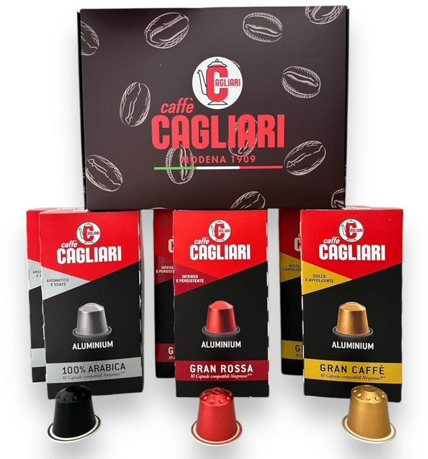 Cagliari 이탈리아 커피 에스프레소 포드 - 네스프레소 오리지널 머신과 호환 | 프리미엄 에스프레소 블렌드 | 60캡슐 (버라이어티 팩), CAGLIARI 169033 Cagliari 이탈리아, 1개