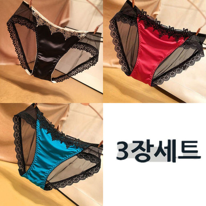 1+1+1 여성용 팬티 레이스 망사 컴포트 팬티 3종세트 뉴타임즈