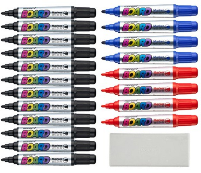 모나미 보드마카 혼합 20본 + 지우개 세트, 흑색, 청색, 적색, 1세트