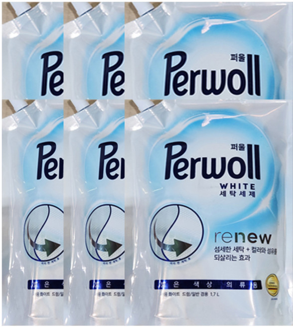 퍼울 화이트 세탁세제 겸용 리필, 1.7L, 6개