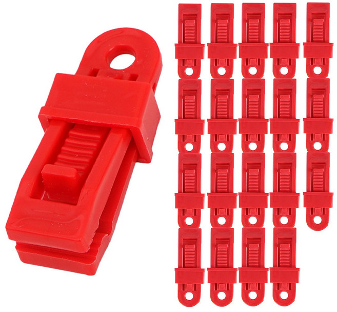 텐트 스커트 타프 그늘막 고강도 고정 집게 이지클립 20p JJ650, 레드 (20개입)