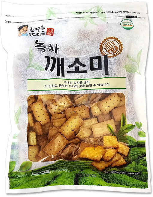 녹차 맛 깨소미 400g (커피 우유 간식 다식 건강 건빵 녹차깨소미), 1개