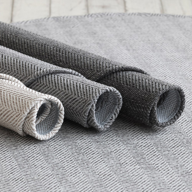 먼지없는 플랫 쟈가드 헤링본 원형 러그 4컬러