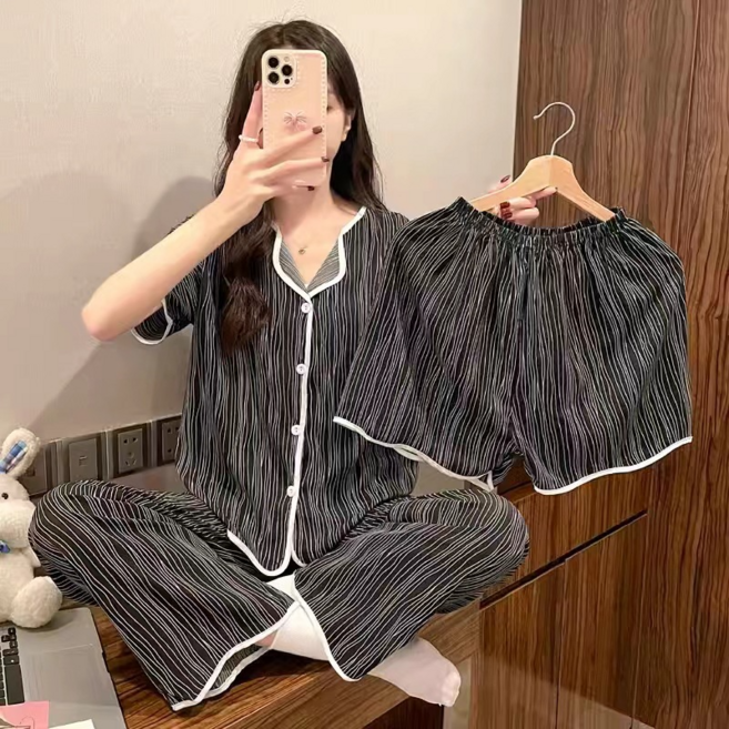 女士短袖睡衣套裝 夏季家居服