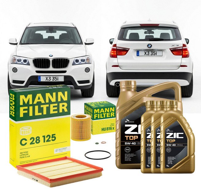 BMW X3 35i 11.10-17.07 X3 xDrive 35i F25 N55B30A 가솔린 엔진오일세트 만필터+지크탑, 차량 정보 확인하였습니다.