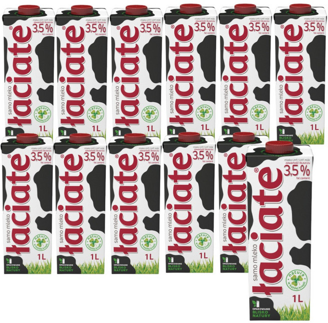 와치아테 멸균 우유 3.5%, 1L, 12개