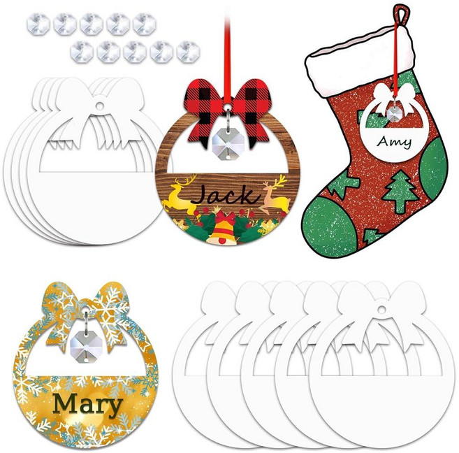 WindMage 12팩 7.6cm(3인치) 나비매듭 승화 장식품 빈 알루미늄 양면 승화 크리스마스 스타킹 이름 태그 라벨 선물 태그 블랭크 열 프레스 DIY 공예 맞춤형 벽걸이, WindMage 12팩 7.6cm(3인치) 나비매듭 승