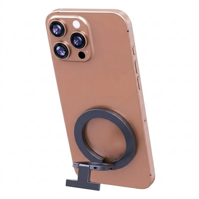 BuddhiGear 자석 휴대폰 링 거치대 아연합금 360도 회전 마그네틱 데스크 스탠드, 1개, 그레이