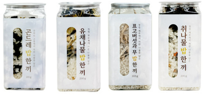 쌀과 건강나물의 만남 잇더밀 나물 밥 한끼 4종 ( 곤드레 취나물 유채나물 표고버섯과무) _간편나물솥밥 건강식 간편한끼, 1세트, 820g