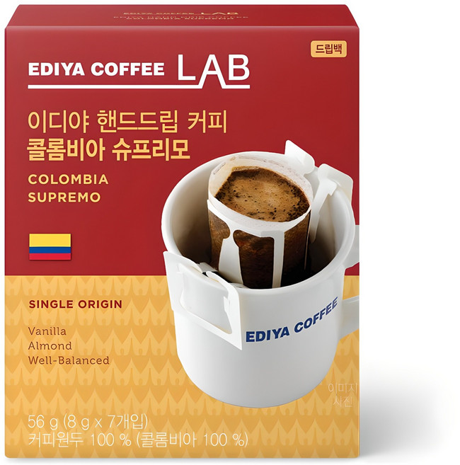 이디야커피연구소 핸드드립 콜롬비아 슈프리모 드립커피, 8g, 7개입, 1개