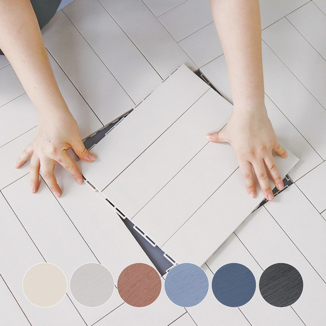 프리미엄 데크타일 일자형 바닥재 조립마루 36P, 크림화이트, 1개