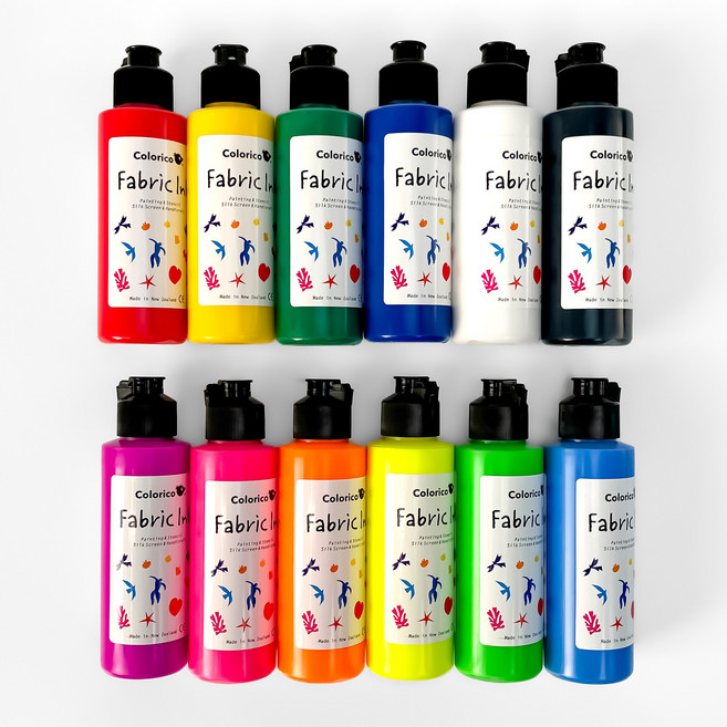 칼라리코 패브릭 염색물감 120ml 베이직+형광 12색 세트