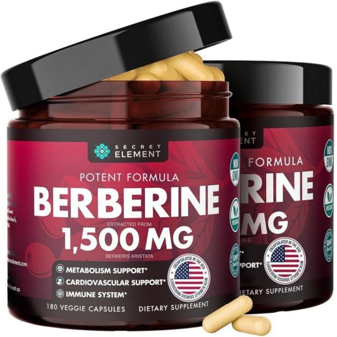 Secret Element Berberine HCL 보충제 1500mg 비트 뿌리가 있는 비건 캡슐 시트러스 베르가못 및 블랙 커런트 GMO 프리 180캡슐 2팩, Secret Element Berberine HCL 보 - 쿠팡