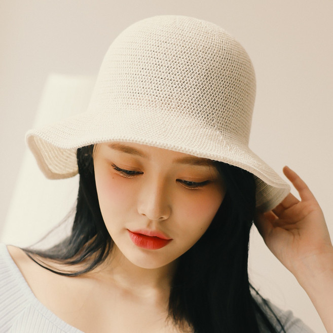 라핑 스트로 와이어 버킷햇 여름 밀짚 모자