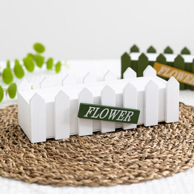 [플라워트리] 울타리 우드 나무 사각 화분 22x7cm 2컬러 조화꽃 전용 인테리어 장식 소품 원예 용품 꽃꽂이 가드닝, 상세 설명 참조