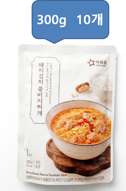 아워홈 돼지김치 콩비지찌개, 10개, 300g