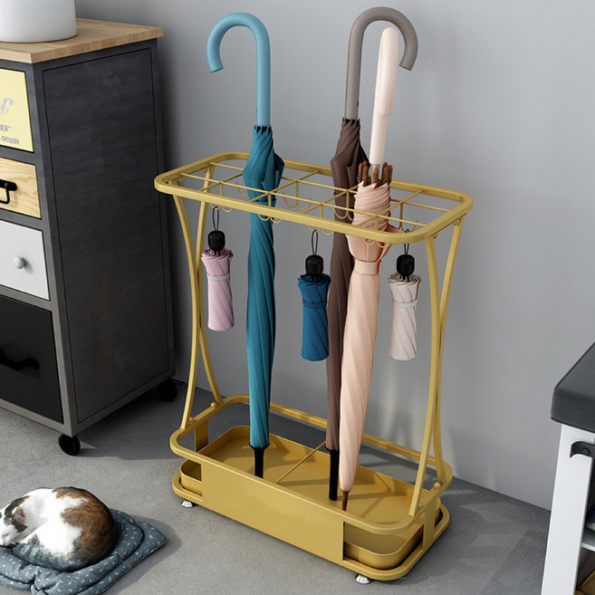 우산꽂이 현관우산꽂이 업소용우산꽂이 철제우산꽂이 카페우산꽂이 대용량우산꽂이 업소용우산꽃이통 철제우산꽃이대용량 룸앤홈우산꽂이 갈고리와 칸막이, 골드, S(길이44cm8갈고리15홀), 골드 * S(길이44cm8갈고리15홀) * 골드 * 1, 1개