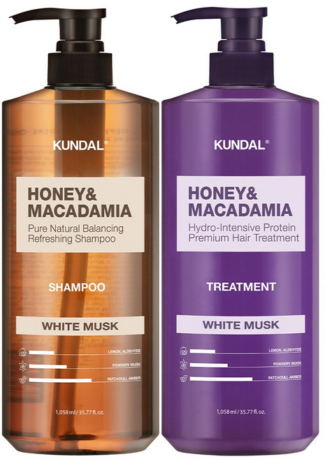 쿤달 네이처 샴푸+트리트먼트 1058ml 세트 화이트머스크, 1개, 1.058L
