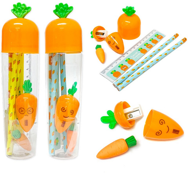 크리스탈팬시 당근 문구세트, 혼합색상, 12개