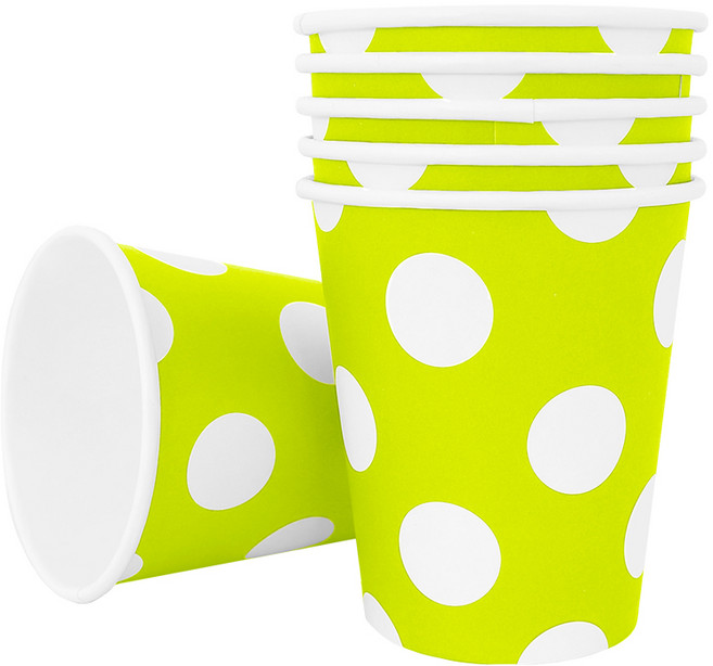 파티용 종이컵 도트라임그린 6개 생일 일회용, 단품, 단품