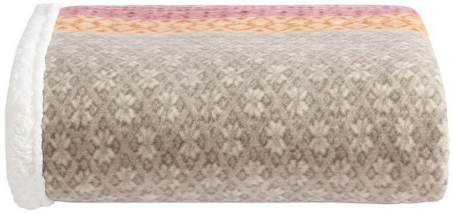 Eddie Bauer 플리스 담요 페어 아일 카키 양면 셰르파 커버 컬렉션 소파용, Fair Isle Khaki