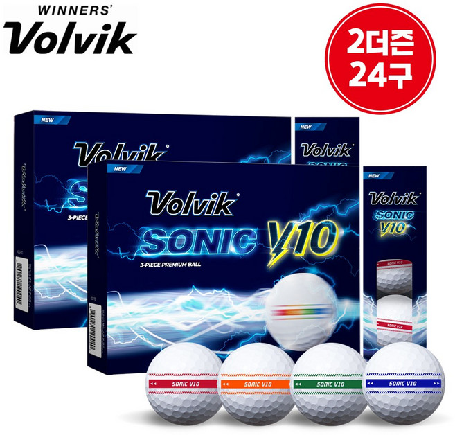 볼빅 골프공 소닉 V10 소프트 트랙 3피스, 멀티(레.오.그.블), 2개, 12개입