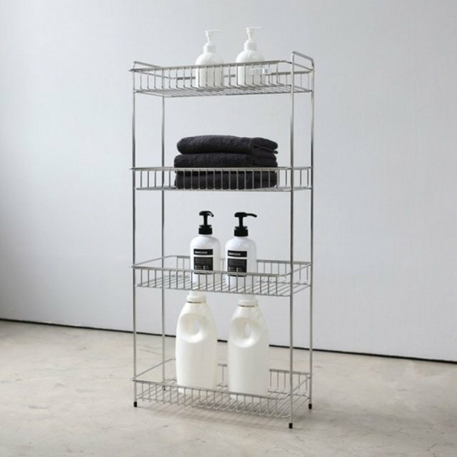 [로긴]프리미엄 올스텐 사각선반 4단, 실버, 1개