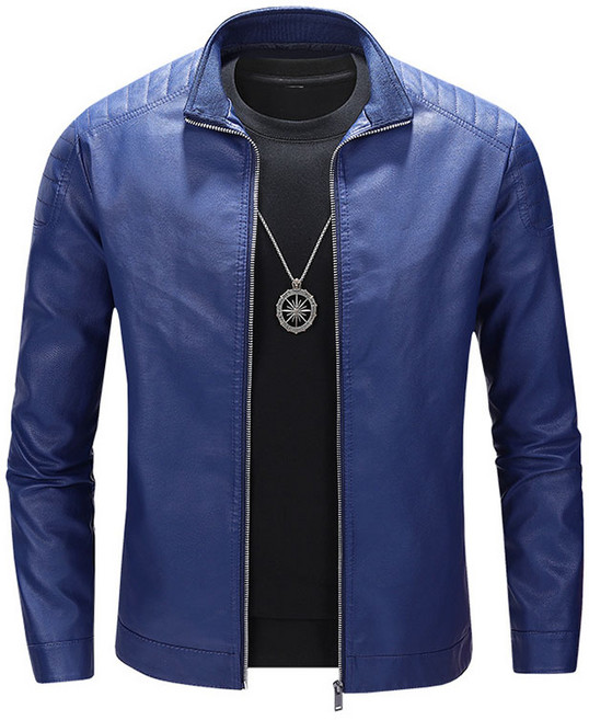 FANSYLI 빅사이즈 남성 가죽자켓 가을 겨울 슬림 하이넥 PU 가죽자켓 멋스러운 캐쥬얼 라이더자켓 W2510O21