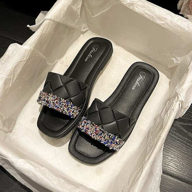 여름 슬리퍼 블링블링 보석 슬리퍼 여성 패션 통굽 미끄럼 방지 슬리퍼 바캉스 슬리퍼 0115PL02
