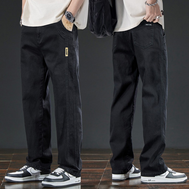 wassup 남자 청바지 봄여름용 스판 일자핏 통바지 베이직 와이드청바지