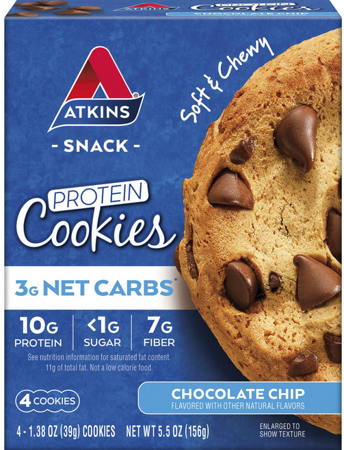 앳킨스 스낵 프로틴 쿠키 초콜릿 칩 4개입, 1개, 156g