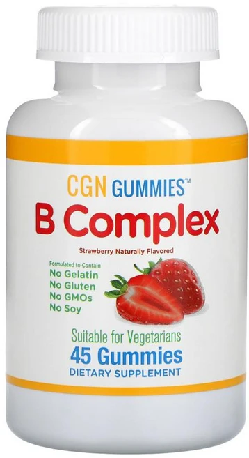 CGN 캘리포니아골드뉴트리션 비타민B 비 복합 45정 구미 B Complex 딸기맛 비타민C 나이아신 아스코르빈산 니코틴아미드 비오틴 시아노코발라민, 1개 - 쿠팡