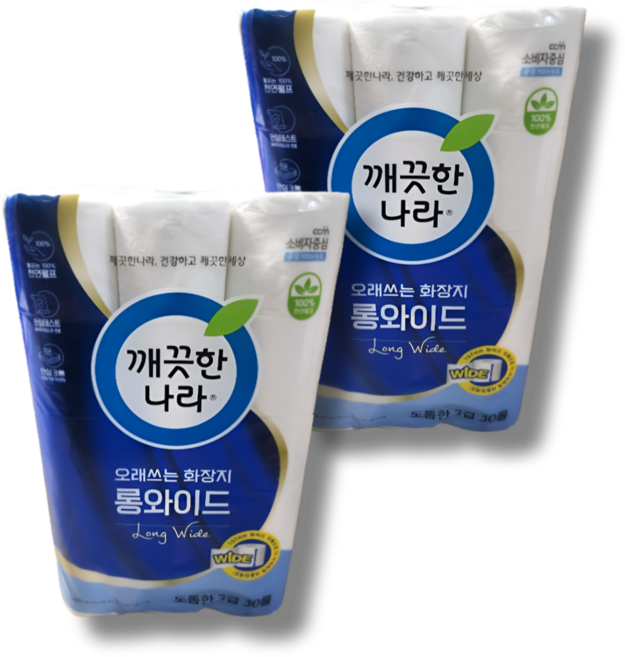 깨끗한나라 3겹 오래쓰는 화장지 롱와이드 30m 30롤 2개