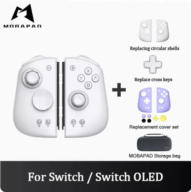 MOBAPAD M6 HD Gemini 2 컨트롤러 Nintendo Switch OLED 조이매트 스위치 NS 게임 매트 용 홀 조이스틱 콘, 07 WH-Purple Case-Bag, 01 HD Version