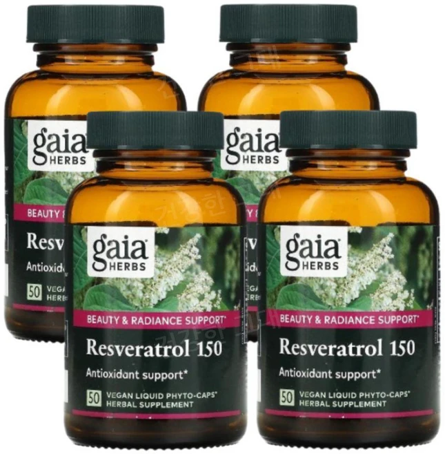 가이아허브 레스베라트롤 라스베라트롤 150mg 50캡슐 4개 Resveratrol, 50정 - 쿠팡