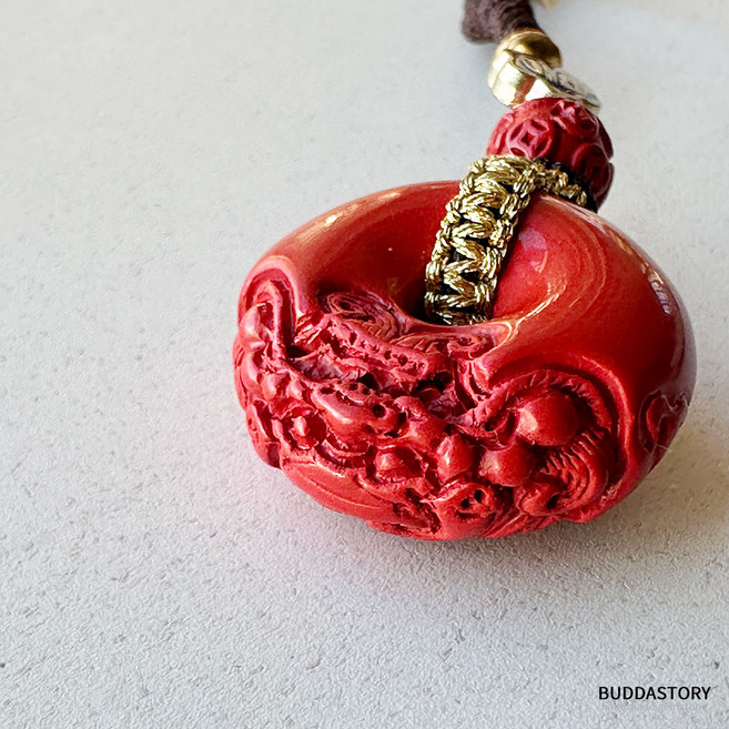 비휴 키링 고급스러운 주사 컬러 재물운 풍수 자동차 키홀더 가방 장식, 1개, 레드