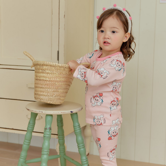 키키스토리 블라썸래빗 30수 후라이스 스판 아동 내의 실내복