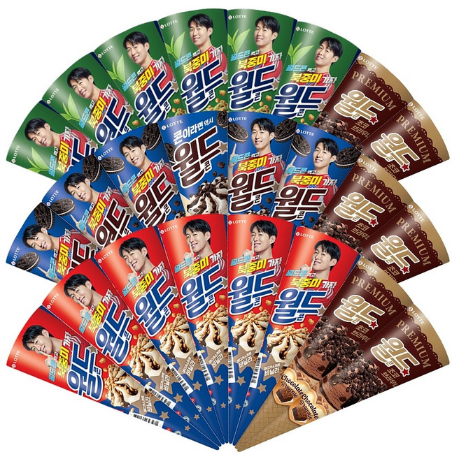 북중미 월드콘 바닐라 x6개+쿠앤크 x6개+말차 x6개+초코브라우니 x6개, 160ml