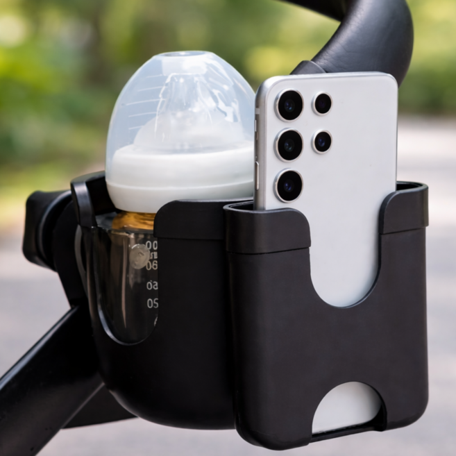 픽센트 강력고정 360도회전 유모차 컵홀더, 블랙, 1개