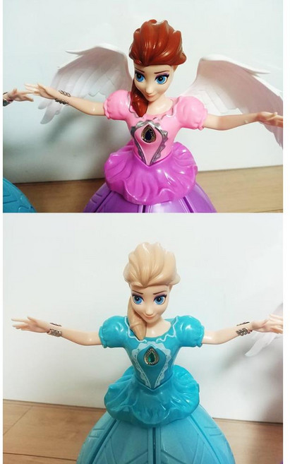 겨울왕국 엘사피규어 치마회전 LED 천사날개 소리 인지능력 퀄리티좋은 학습 5살, 엘사(하늘색)