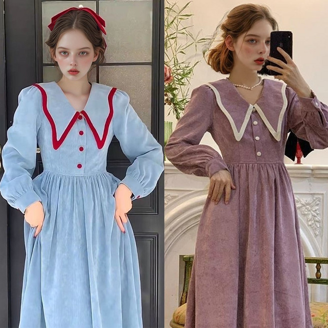 (대여) 빅카라 코듀로이 빈티지 원피스(2color) 경성