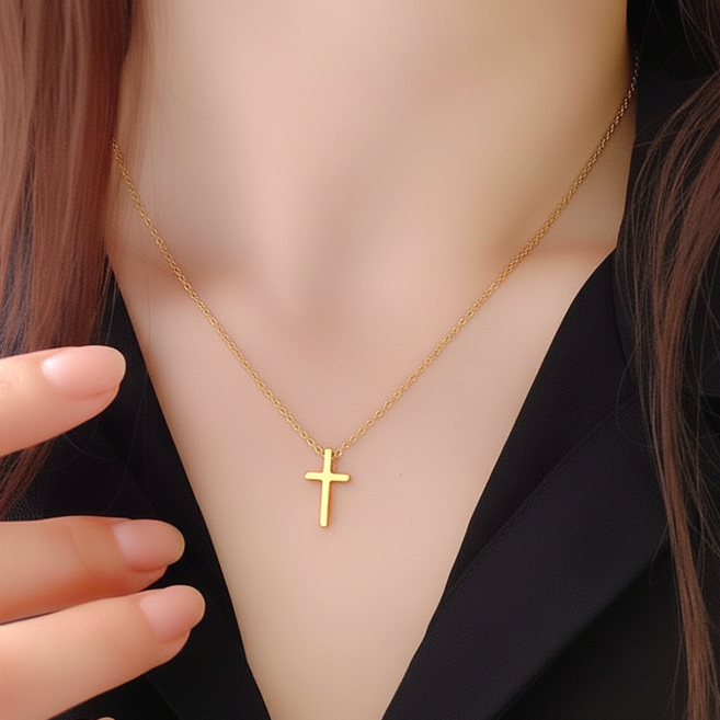 셀루나 써지컬 십자가 펜던트 목걸이 여성 데일리 심플
