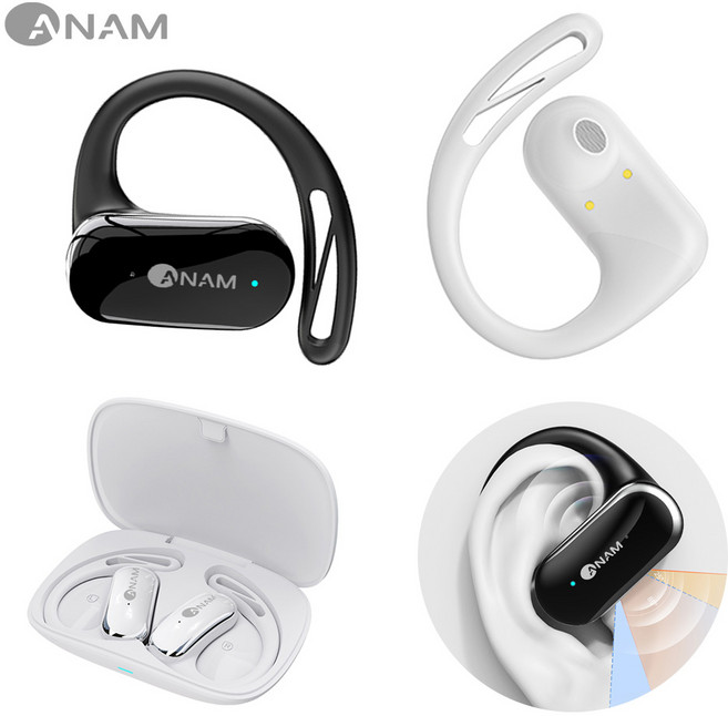 ANAM 스타2 블루투스이어폰 귀걸이형 무선 이어폰 오픈형 골전도, 화이트
