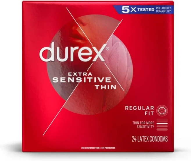 듀렉스 엑스트라 센서티브 씬 콘돔 레귤러 핏 24개입 Durex Extra Sensitive Thin Condoms - 쿠팡